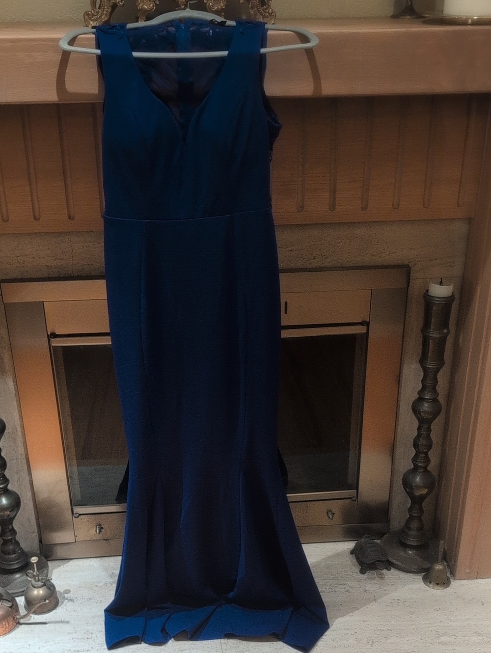 Fashion Nova Royal Blue V-Neck Maxi Dress